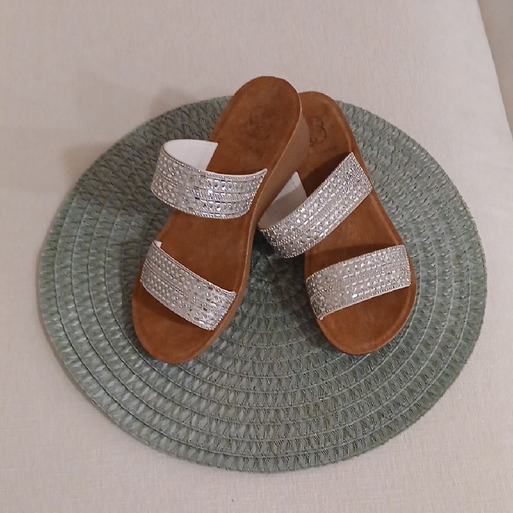 Chic Silver Embellished Women's Slide Sandals